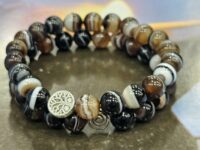 Banded Agate bracelet - 8mm round - 1pc - sulemani