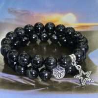 Black star diopside bracelet - 10mm rounded - 1pc