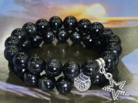 Black star diopside bracelet - 10mm rounded - 1pc