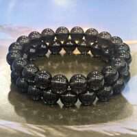 Black Philippines Tektite Bracelets - round 10mm - 1pc