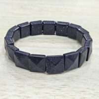 Blue Goldstone bracelet - Flat square pyramid 1pc