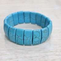 Howlite Turquoise bracelet - Flat rectangular 1pc