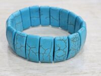 Howlite Turquoise bracelet - Flat rectangular 1pc