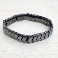 Hematite bracelet 1 pc - flat zig zag 7.5inches