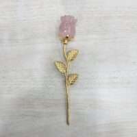 Rose quartz rose stem - 1pc