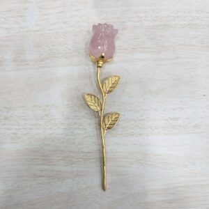 Rose in Rose quartz with golden stem