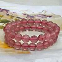 Strawberry quartz bracelet AAAAA rounded 9.6mm - 1pc