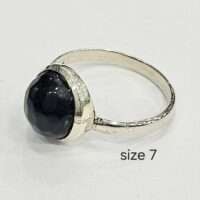 Black obsidian in 925 silver ring - US size 7 - 1pc