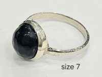 Black obsidian in 925 silver ring - US size 7 - 1pc