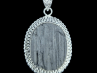 Black Tourmaline Rough oval Pendant - 1pc