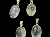 Clear Quartz Cabochon Pendant in 925 Sterling Silver – Handmade Healing Crystal Jewelry