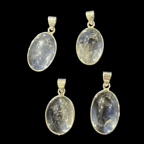 Clear quartz Cabochon Pendant in Silver 925