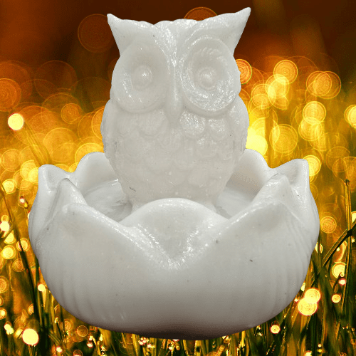 Selenite Orgone Owl with Lotus