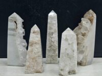Natural Clear Quartz Crystal Cluster on Polished Stone Tower – Healing Energy | Spiritual Decor & Home Display