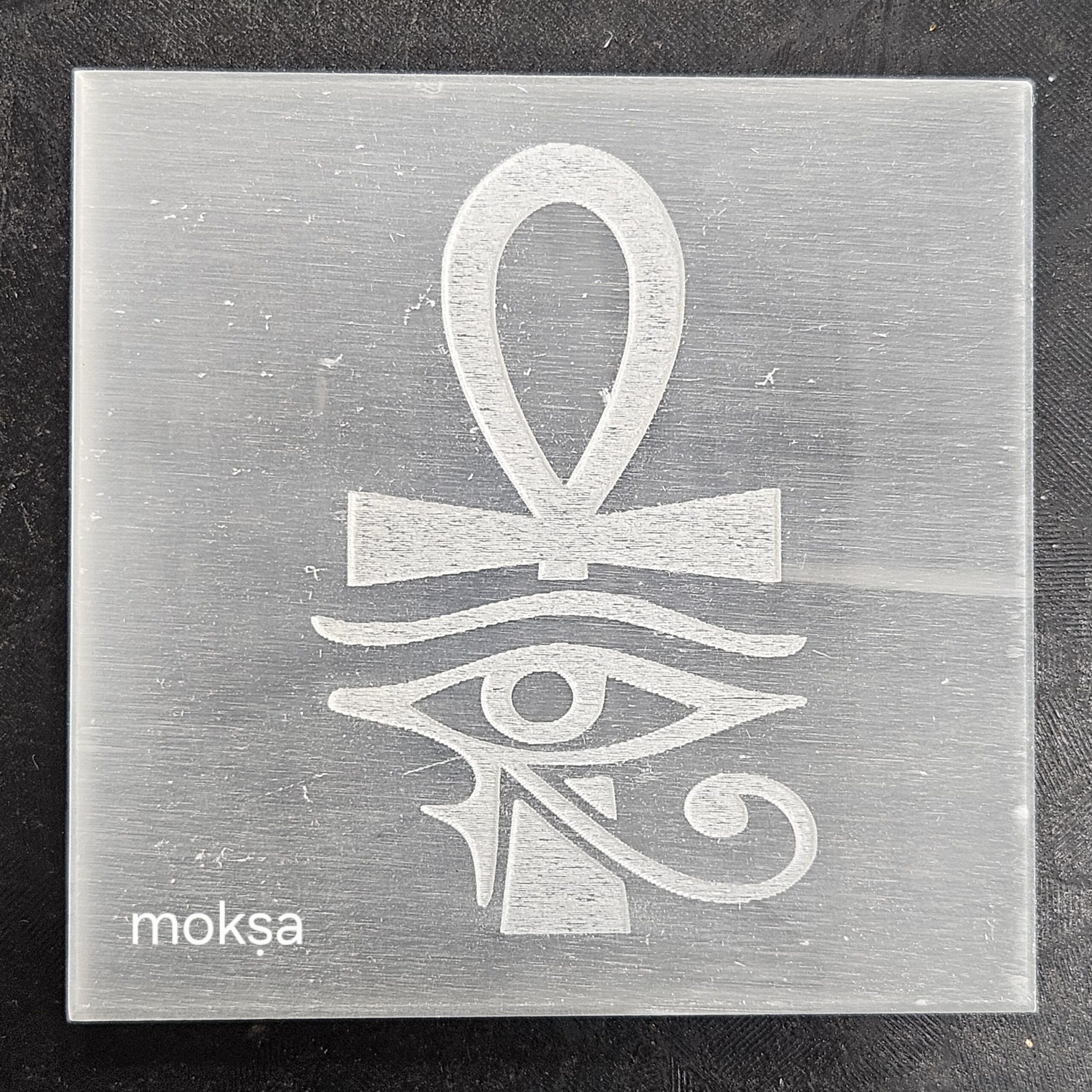 Selenite Cleansing Plate Ankh eye of horus
