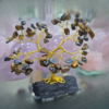 Tiny Strength & Protection Tree – Black Tourmaline Base with Hematite and Tiger Eye Leaves