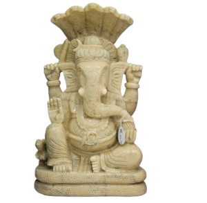 Yellow Jade Ganesha with Shesh Nag