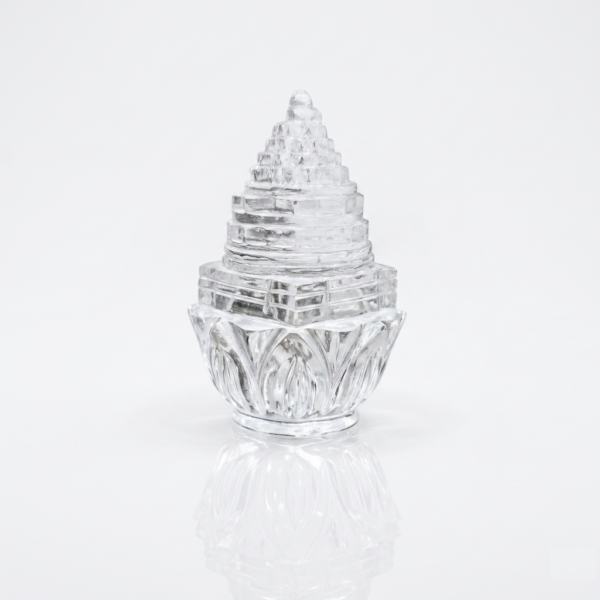 Clear quartz Spahtik Sri Yantra on Lotus Base