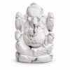 Handcrafted Natural Howlite Ganesha Idol Figurine with White and Grey Veining