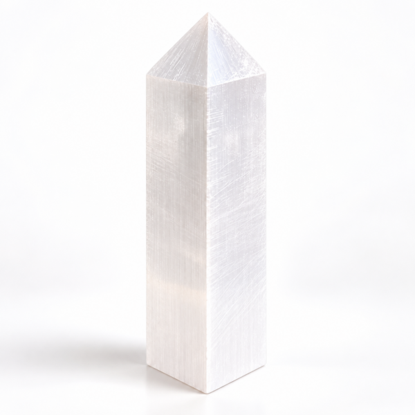 Natural white Selenite Tower crystal for energy cleansing and meditation