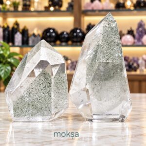 Natural Chlorite Phantom Quartz crystal with green Chlorite inclusions
